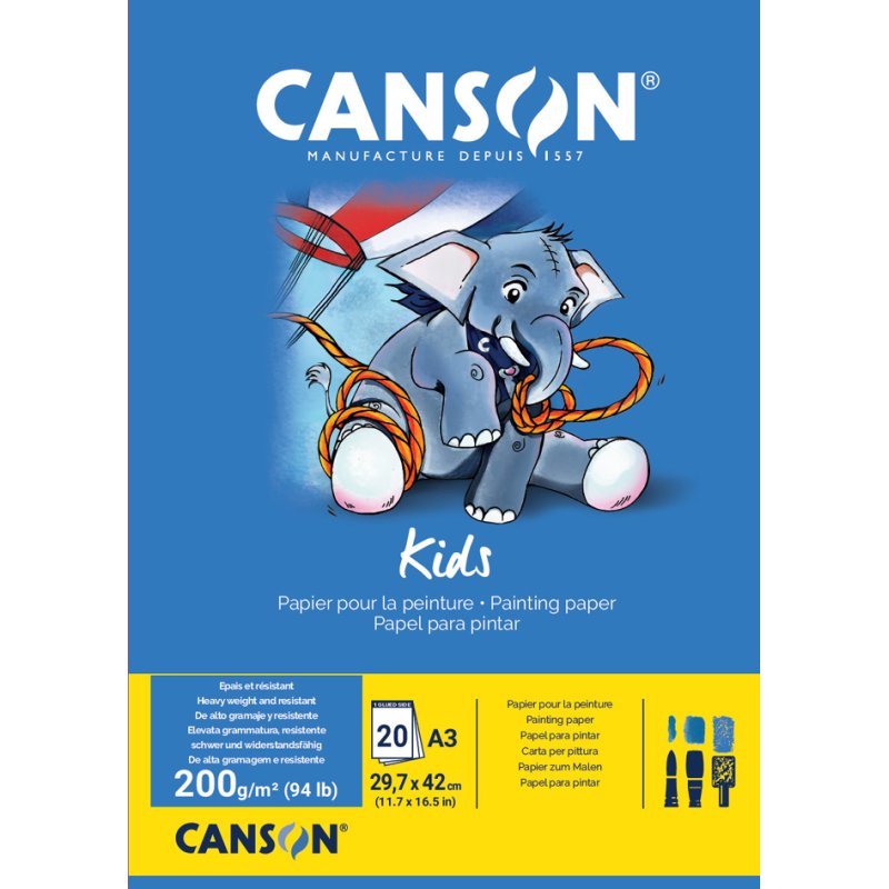 Canson bloc de dessin pour enfants, A3, blanc, 20 feuilles